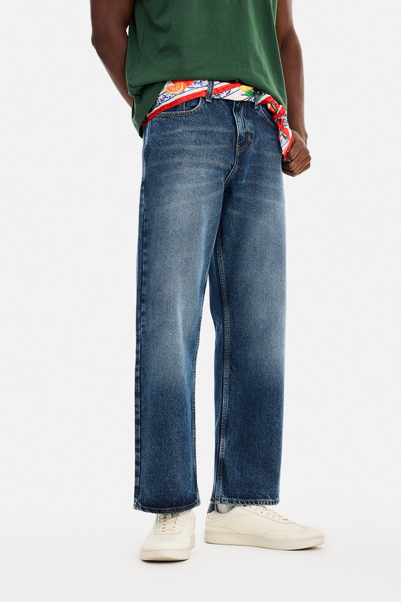 SNITCH Blue Solid Loose Fit Casual Jeans - Image 1