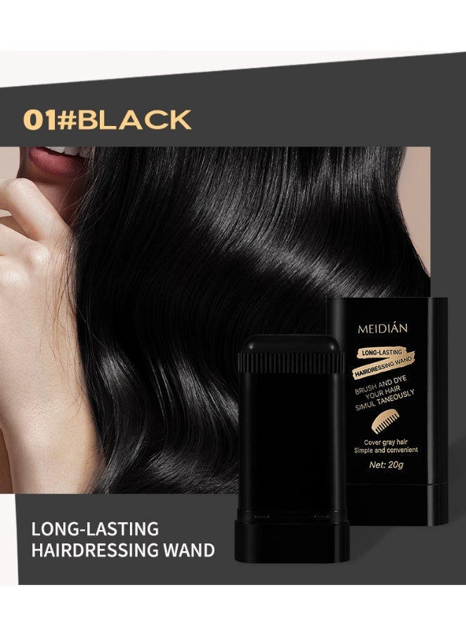 Meidián Portable Hair Dye Stick - Temporary Gray Coverage | Disposable Plant Safe Hairdressing Stick, Easy Application, Quickly Coloring without Damaging Scalp Hair Color, Long-Lasting, Fill Color at Any Time for All Hair Types (01# Black+02# Brownish Black+03# Coffee Color) - Image 2