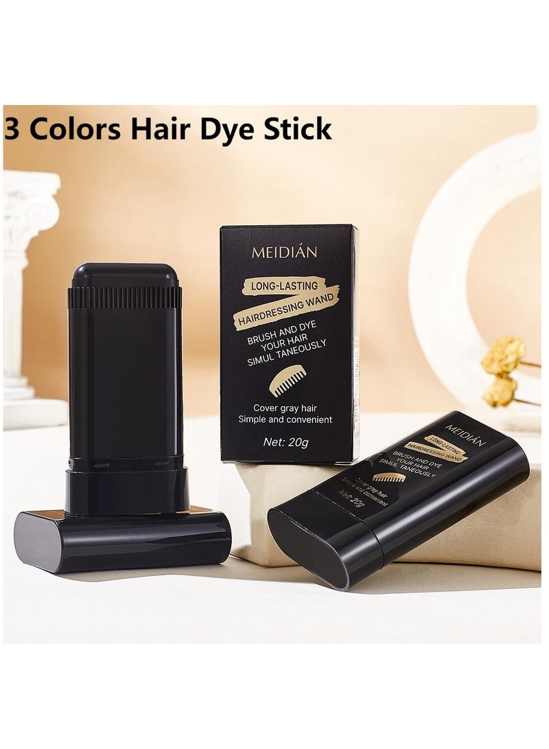 Meidián Portable Hair Dye Stick - Temporary Gray Coverage | Disposable Plant Safe Hairdressing Stick, Easy Application, Quickly Coloring without Damaging Scalp Hair Color, Long-Lasting, Fill Color at Any Time for All Hair Types (01# Black+02# Brownish Black+03# Coffee Color) - Image 1