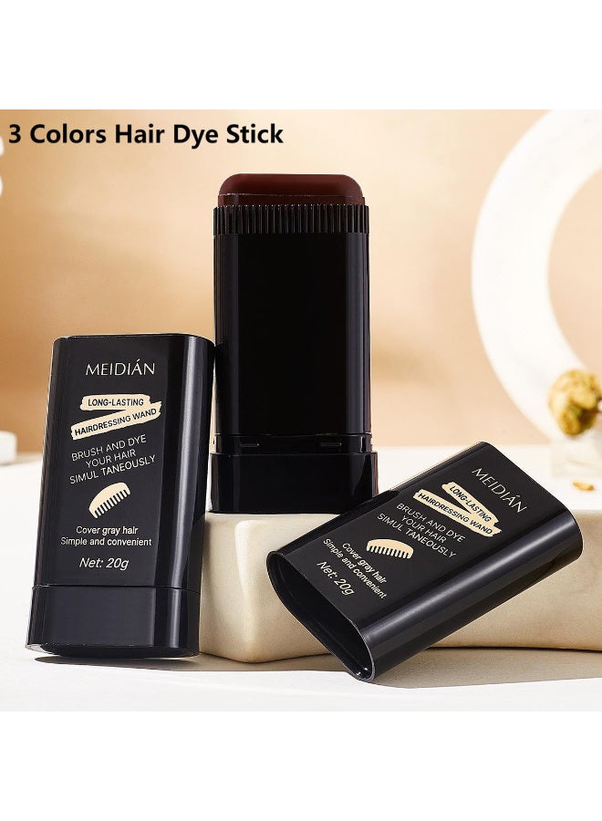 Meidián Portable Hair Dye Stick - Temporary Gray Coverage | Disposable Plant Safe Hairdressing Stick, Easy Application, Quickly Coloring without Damaging Scalp Hair Color, Long-Lasting, Fill Color at Any Time for All Hair Types (01# Black+02# Brownish Black+03# Coffee Color) - Image 5