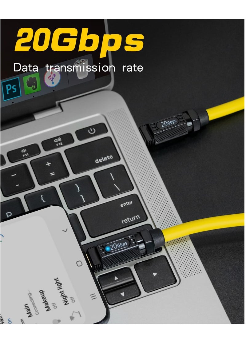 Excefore Short USB C to USB C Cable 20cm/ 7.8inch, 140W Short USB C Charger Cable, 20Gbps PD3.1 Type C Cable, with LED Indicators, Support 8K@60Hz for Thunderbolt 3, MacBook Pro, External SSD  - Image 3