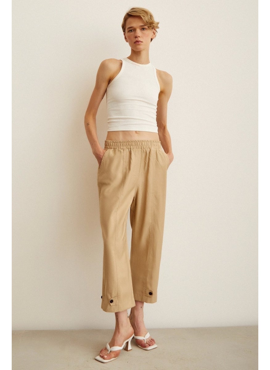 Never More Elastic Casual Trousers Beige  - Image 2