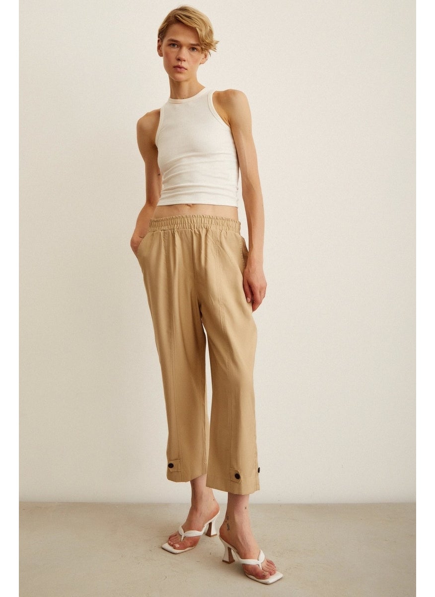 Never More Elastic Casual Trousers Beige  - Image 4