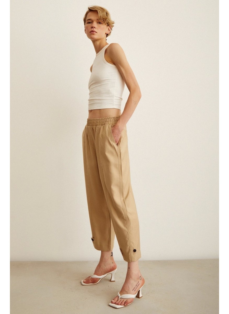 Never More Elastic Casual Trousers Beige  - Image 3