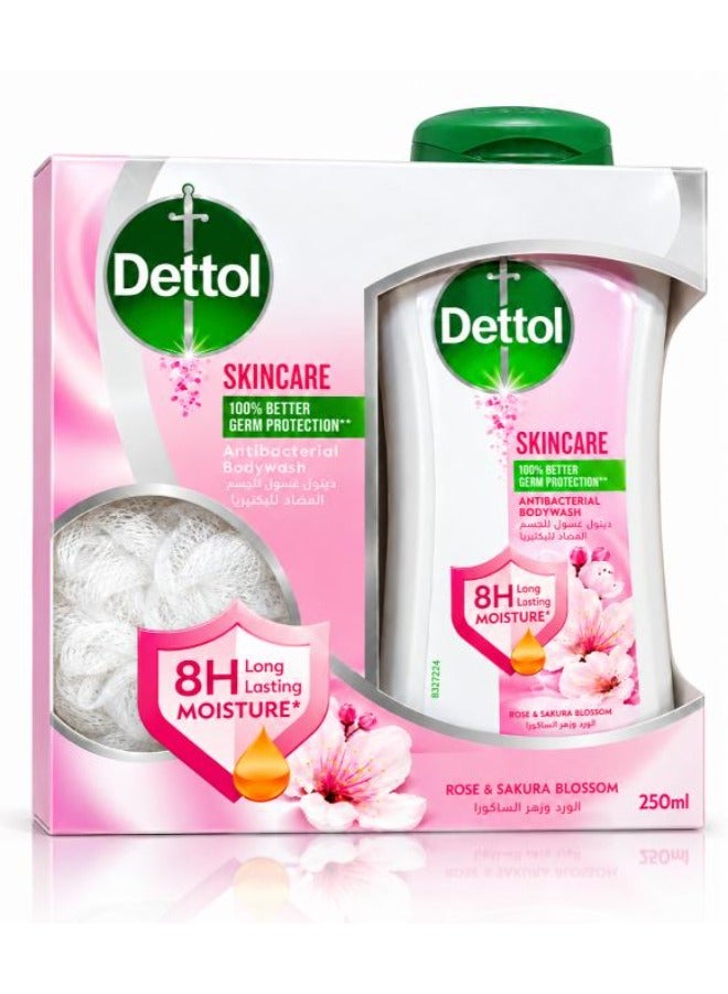 Dettol Skincare Anti Bacterial Body Wash With Scrubber 250 ml