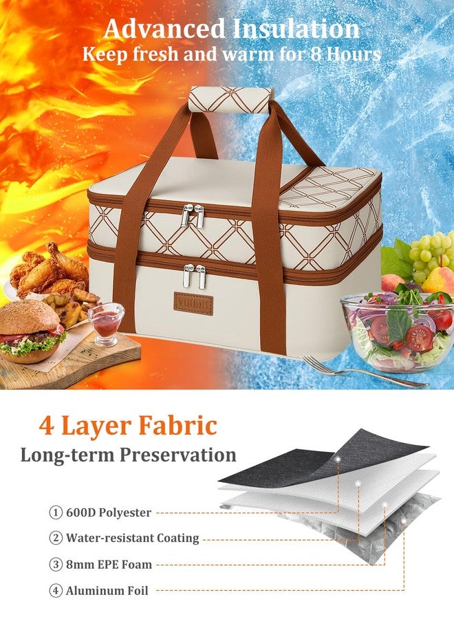Vuudh Casserole Carrier Bag, Double Deckered Insulated Food Bag for 2 Dishes, Hot Cold Lasagna Holder Tote for Picnic, Potluck, Travel - Image 2
