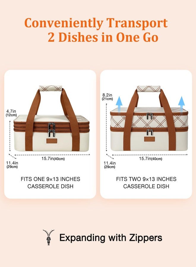 Vuudh Casserole Carrier Bag, Double Deckered Insulated Food Bag for 2 Dishes, Hot Cold Lasagna Holder Tote for Picnic, Potluck, Travel - Image 3