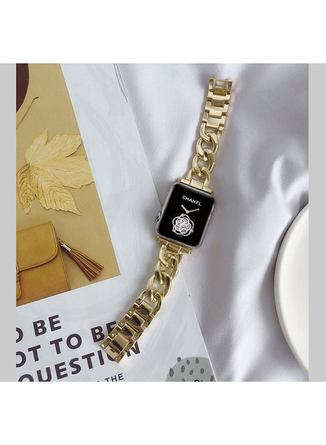 NIBEMINENT Replacement Chain Band For Apple iWatch Series 7/6/SE/5/4/3/2/1 38/40/41mm Gold  - Image 2