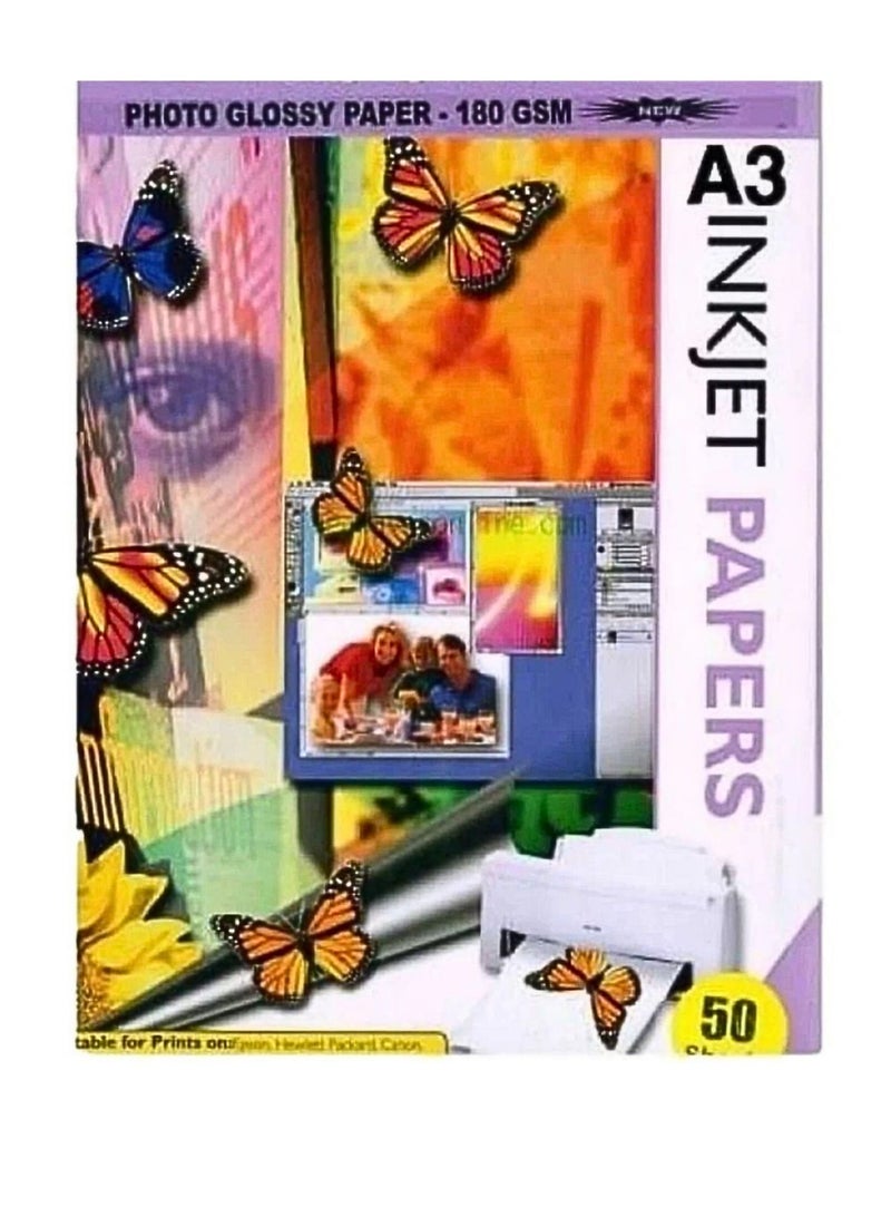 Generic Glossy Paper, 50 Sheets, 180 GSM, A3 Size  - Image 2