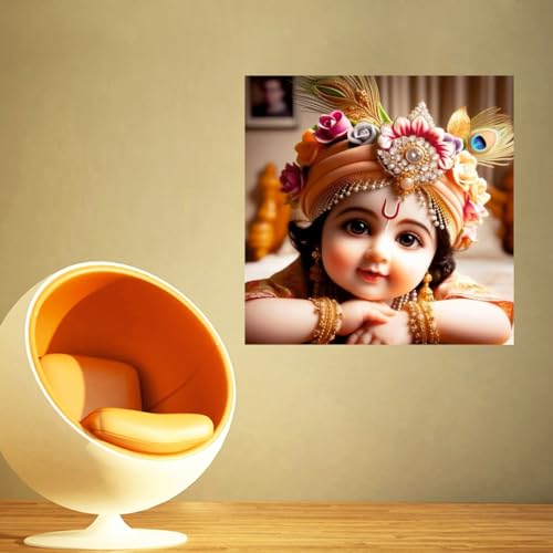 Decals Creation Lord Cute Bal Krishna Wall Poster For Living Room, Kids Room, Pooja Room (Size - 46CM X 46CM) - Image 2
