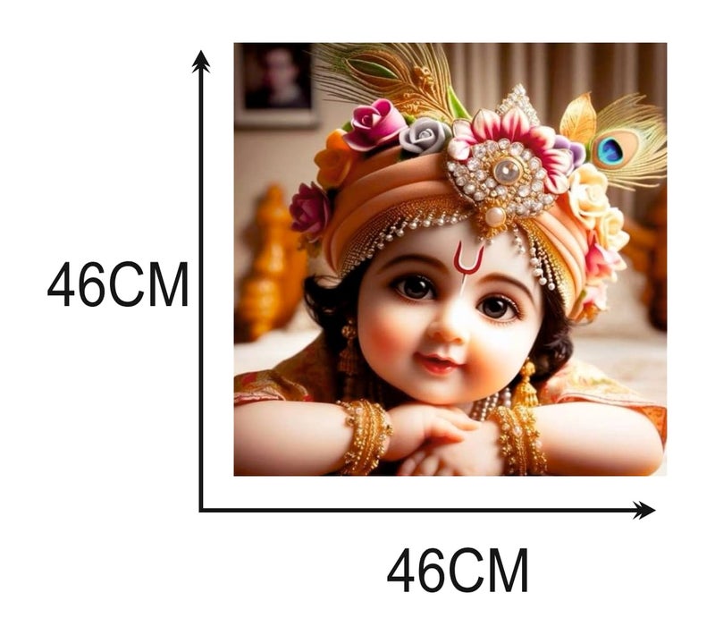 Decals Creation Lord Cute Bal Krishna Wall Poster For Living Room, Kids Room, Pooja Room (Size - 46CM X 46CM) - Image 4