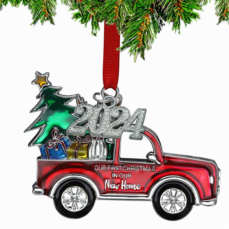 JUPPE Homeowner Gifts  Metal Our First Christmas in Our New Home Ornament 2024  Housewarming Gifts for New House First House Christmas Tree Decor Gifts (New Home-2024) - Image 1