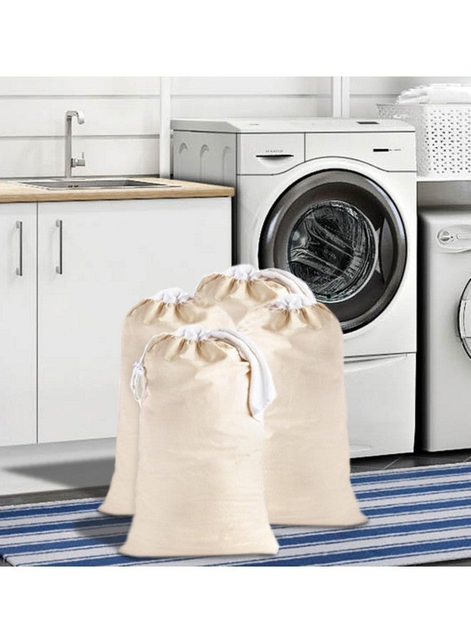 COTTON CRAFT Extra Large Laundry Bags -4 Pack Heavy Duty Durable Cotton Canvas Drawstring Closure Washable Laundry Bag - Back to School Travel College Dorm Basket Liner Clothes Organizer - XL 28 x 36 - Image 2