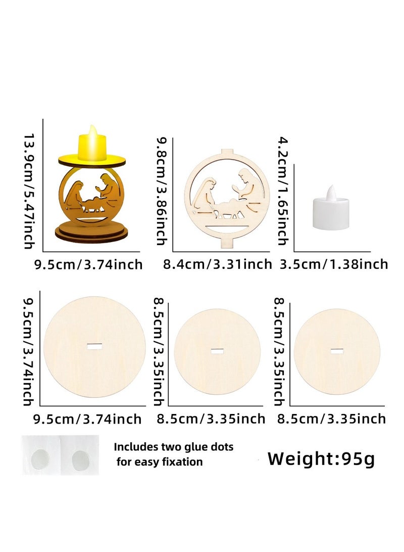 Self-Assembly Wooden Eid Decor LED-Lighted Candleholder Display - Image 1