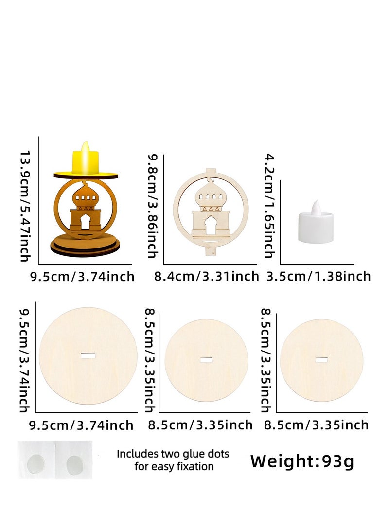 Self-Assembly Wooden Eid Decor LED-Lighted Candleholder Display - Image 2