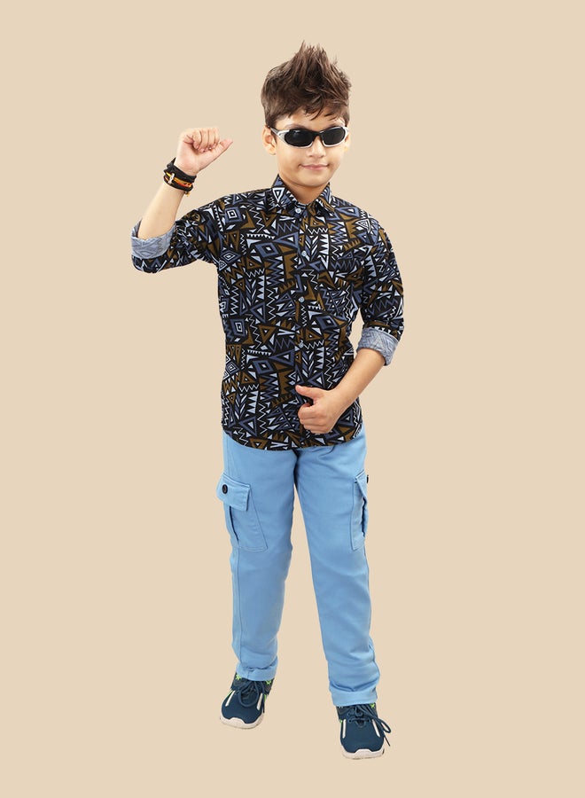 Ts Trends Printed Buttoned Shirt and Pant Set - Image 1