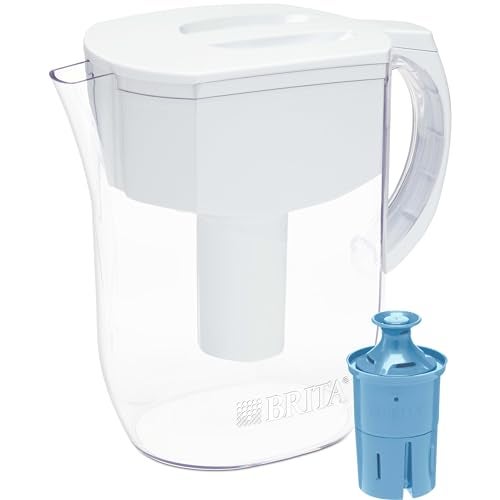 Brita Large Water Filter Pitcher for Tap and Drinking Water with 1 Elite Filter, Reduces 99% Of Lead, Lasts 6 Months, 10-Cup Capacity, BPA Free, White - Image 1