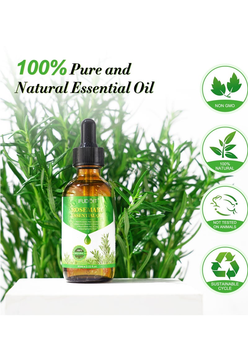 IFUDOIT 60ml Rosemary Essential Oil for Hair Growth Pure Organic Rosemary Oil for Dry Damaged Hair and Growth Hair Scalp Oil Pure and Natural Premium Quality Oil Hair Loss Treatment Oil for Men and Women - Image 3