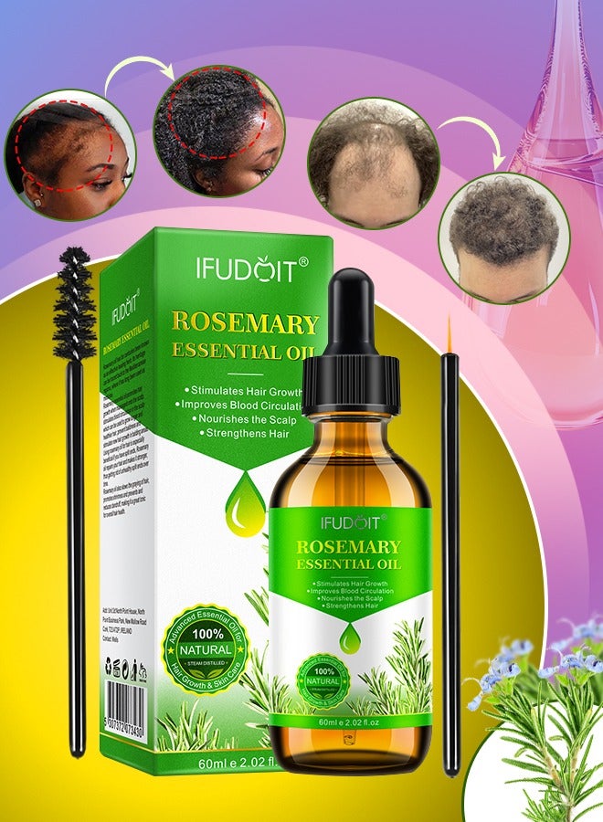 IFUDOIT 60ml Rosemary Essential Oil for Hair Growth Pure Organic Rosemary Oil for Dry Damaged Hair and Growth Hair Scalp Oil Pure and Natural Premium Quality Oil Hair Loss Treatment Oil for Men and Women - Image 1