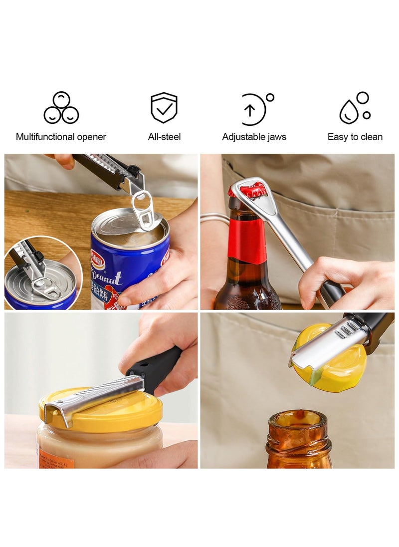 Generic - Adjustable Jar Opener for Weak Hands, Multifunctional Portable Jar Lid Gripper, Stainless Steel Can Opener for Home Kitchen Gadgets, for Most Jar Lid Sizes, Kitchen Canning Tools for Seniors - 2 Pack - Image 1