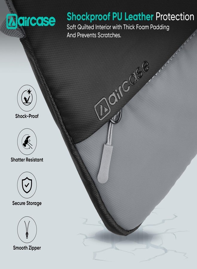 AirCase Laptop Messenger Sleeve Bag 15.6 Inch for MacBook & Laptop, Water Resistant PU Leather, Shockproof Padded Laptop Bag with Shoulder Strap, Front Organiser Pocket & Office Crossbody Case (Black) - Image 4