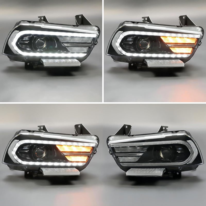 HECASA Headlights Assembly for 2011-2014 Dodge Charger with LED DRL and Sequential Turn Signal - Image 4