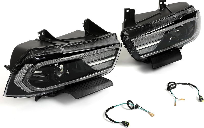 HECASA Headlights Assembly for 2011-2014 Dodge Charger with LED DRL and Sequential Turn Signal - Image 3