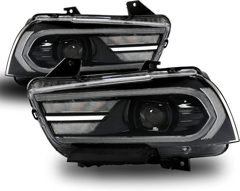 HECASA Headlights Assembly for 2011-2014 Dodge Charger with LED DRL and Sequential Turn Signal - Image 2