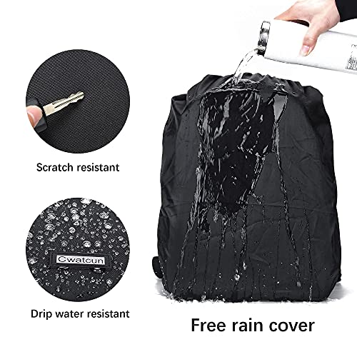 Cwatcun Camera Backpack with USB,Rain Cover,fit 15.6" Laptop,Anti-Theft Rear Open Camera Bag,Waterproof Camera Case with Tripod Straps for Canon Nikon Sony DSLR SLR Photography Bag Unisex(III-L-Black) - Image 4