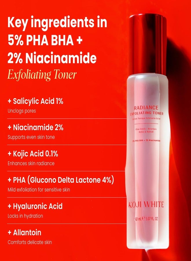 Koji White Exfoliating Toner for Face, 5% PHA BHA Toner | 2% Niacinamide, Kojic Acid & Hyaluronic Acid | Hydrating & Soothing Facial Toner | Unscented for Sensitive Skin, Vegan Skincare, 5.07 Fl Oz - Image 5