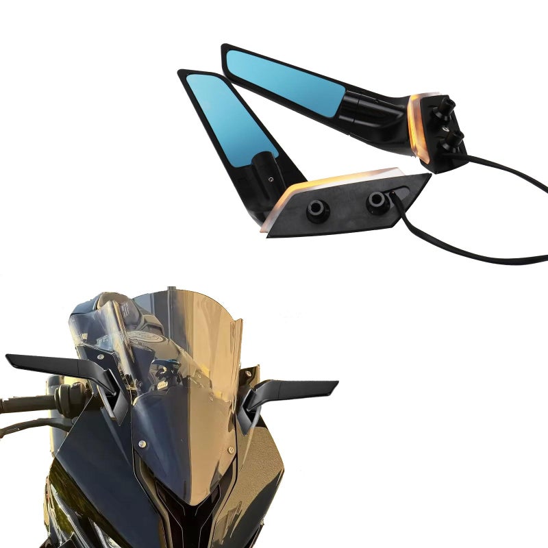 VITINO Motorcycle Rearview Wing LED Turn Signal Mirrors 360 Rotatable Rearview Stealth Mirror Fit for BMW S1000RR 20192024