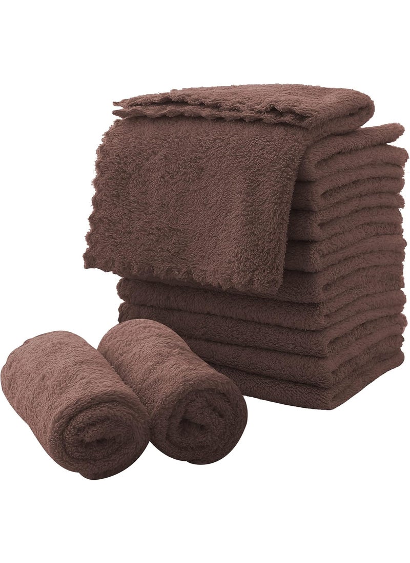 MOONQUEEN - MOONQUEEN Microfiber Facial Cloths Fast Drying Washcloth 12 Pack  Premium Soft Makeup Remover Cloths  Wood Brown - Image 1