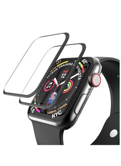 HEXABEX 2pc Pack Apple Watch SE 44mm Screen Protector, Full Cover 3D Screen Protector for Apple Watch SE/6/5/4 44MM Black/Clear  - Image 2