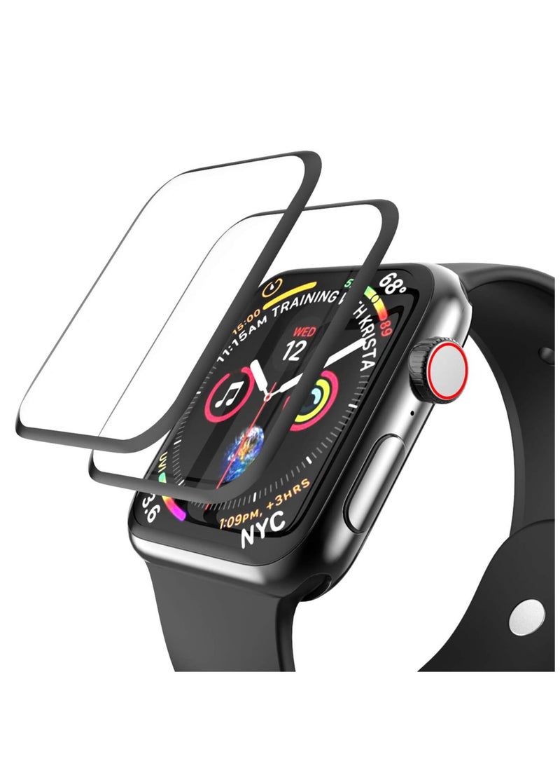 HEXABEX قطعتان من واقي الشاشة لساعة Apple Watch SE مقاس 44 ملم، غطاء كامل ثلاثي الأبعاد واقي الشاشة لساعة Apple Watch SE/6/5/4 مقاس 44 ملم أسود/شفاف  - Image 2