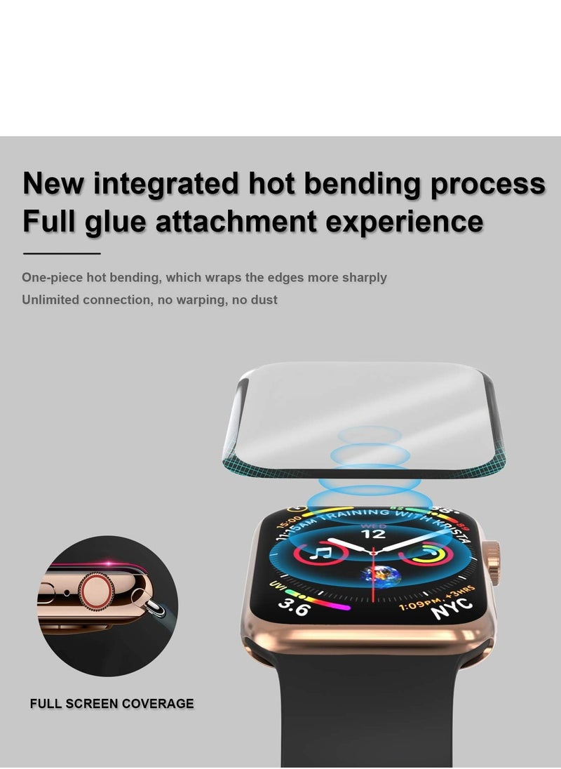 HEXABEX قطعتان من واقي الشاشة لساعة Apple Watch SE مقاس 44 ملم، غطاء كامل ثلاثي الأبعاد واقي الشاشة لساعة Apple Watch SE/6/5/4 مقاس 44 ملم أسود/شفاف  - Image 5