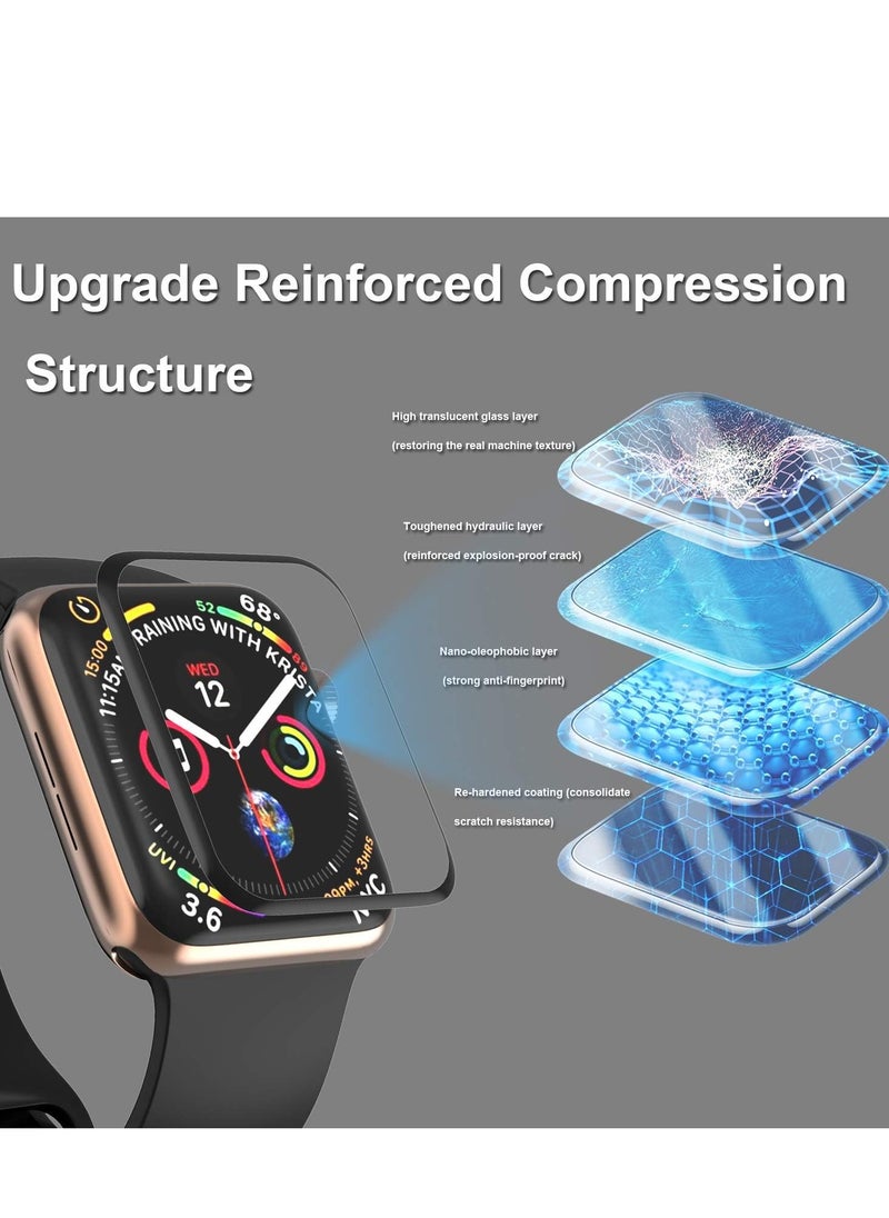 HEXABEX قطعتان من واقي الشاشة لساعة Apple Watch SE مقاس 44 ملم، غطاء كامل ثلاثي الأبعاد واقي الشاشة لساعة Apple Watch SE/6/5/4 مقاس 44 ملم أسود/شفاف  - Image 4