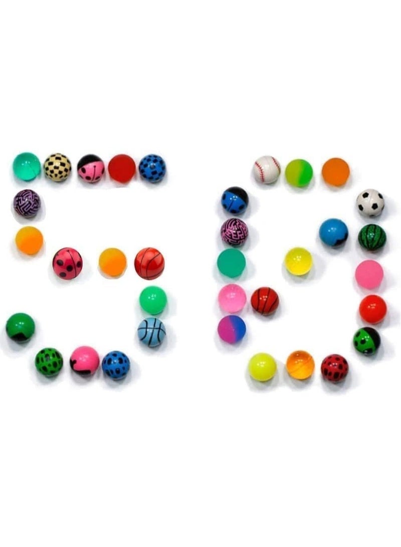 50 Pcs Bouncy Balls, Bowling Bounce Balls, Assorted Colorful Bouncy Balls Mixed Pattern, 28mm High Bouncing Balls, Lightweight, Easy To Carry, for Kids Party Favors, Prizes, Birthdays Gift - Image 5