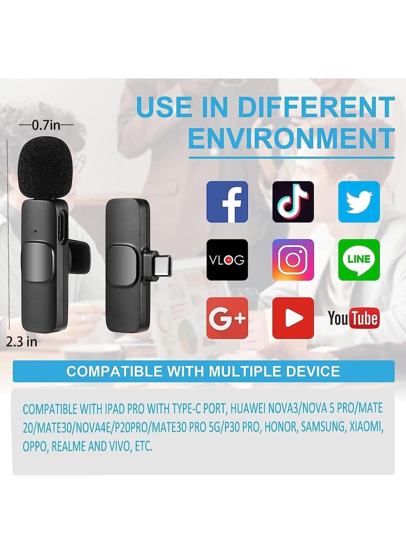 فلوشرينيك ميكروفون لاسلكي k9 Lavalier (2 قطعة) | مثالي لأجهزة USB و I/Phone و Smart/phones و IPads و Macs المزودة بمنفذ، وأجهزة Android، وأجهزة الكمبيوتر المحمولة المزودة بمنفذ USBC | تقليل الضوضاء تلقائيًا - Image 2