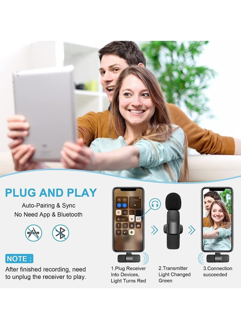 فلوشرينيك ميكروفون لاسلكي k9 Lavalier (2 قطعة) | مثالي لأجهزة USB و I/Phone و Smart/phones و IPads و Macs المزودة بمنفذ، وأجهزة Android، وأجهزة الكمبيوتر المحمولة المزودة بمنفذ USBC | تقليل الضوضاء تلقائيًا - Image 4