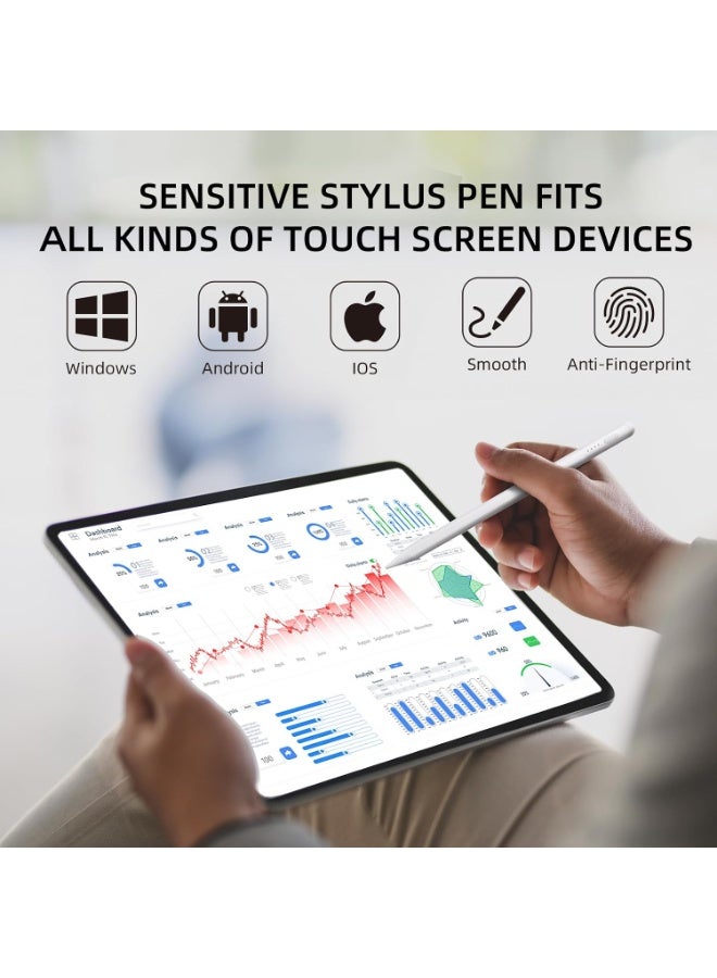 Magnetic Stylus Pen for iPad with Type-C Charging & Palm Rejection - Compatible with iPad 6th-9th Gen, Mini, Air & Pro (2018-2023) (White) - Image 5