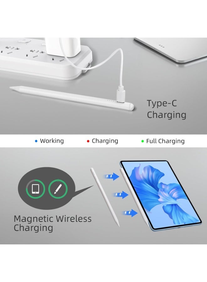 Magnetic Stylus Pen for iPad with Type-C Charging & Palm Rejection - Compatible with iPad 6th-9th Gen, Mini, Air & Pro (2018-2023) (White) - Image 2