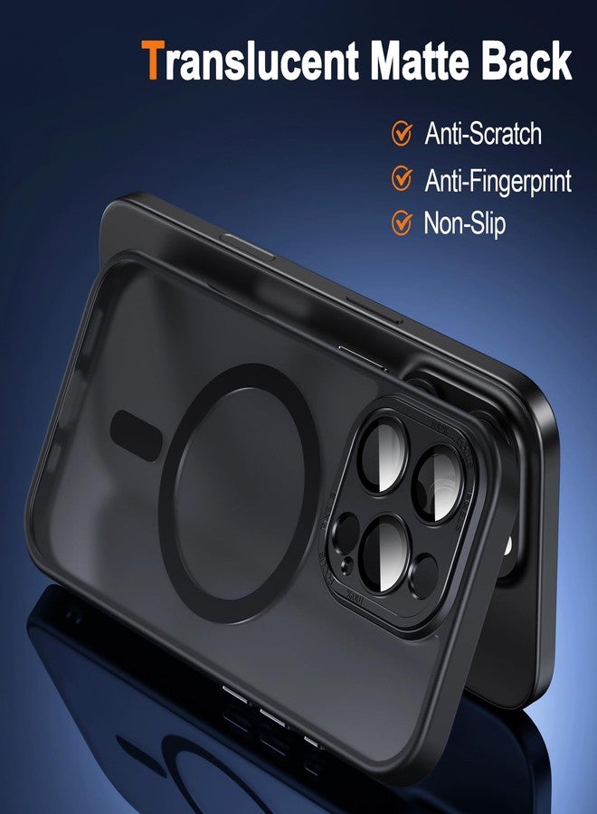 Hython for iPhone 16 Pro Max Case Magnetic Translucent Matte Phone Cases with Camera Cover Lens Protector [Compatible with MagSafe] Slim Shockproof Bumper Protective Cover for Women Men, Frosted Black - Image 2