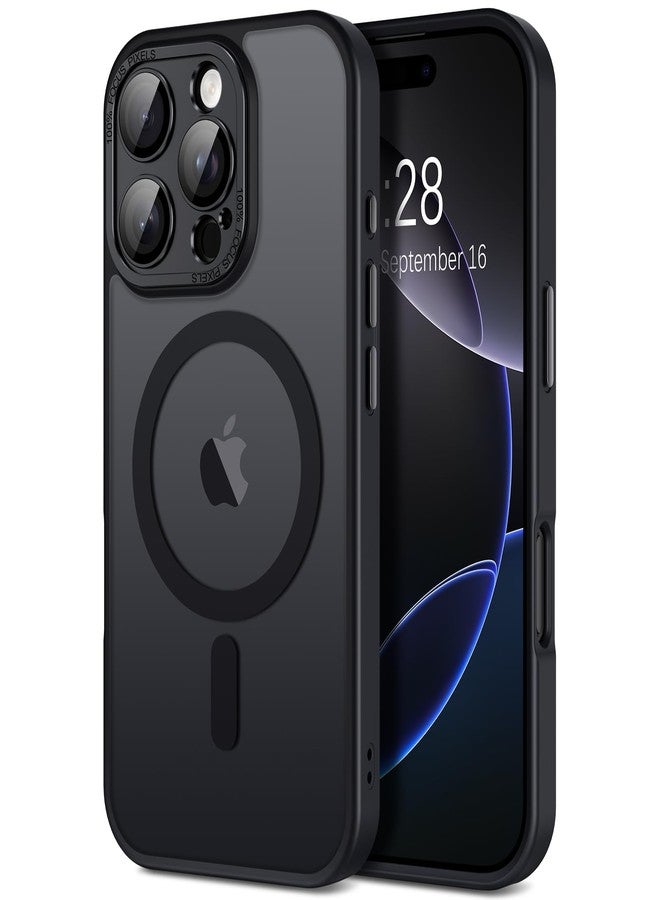 Hython for iPhone 16 Pro Max Case Magnetic Translucent Matte Phone Cases with Camera Cover Lens Protector [Compatible with MagSafe] Slim Shockproof Bumper Protective Cover for Women Men, Frosted Black - Image 1