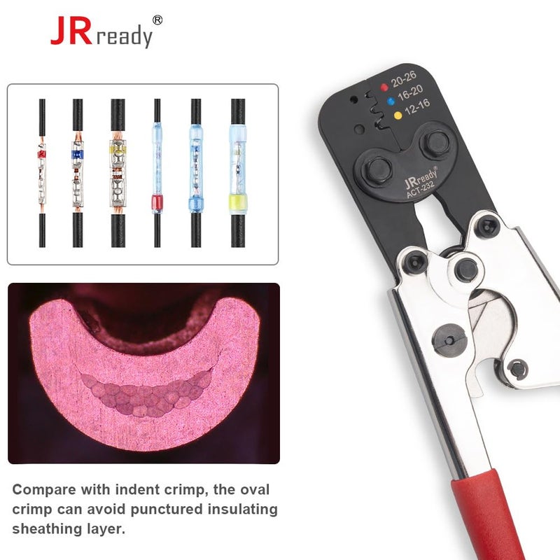 JRready ACT-232 Hand Tool(M22520/37-1 Equivalent) for Crimping M81824/1,6,7,8,9,10,11,13,14 Heat Shrink Butt Splices & Stamping-out Tool for Size 12# 16# 20# Environmental Splice+G411 Go-No Go - Image 2