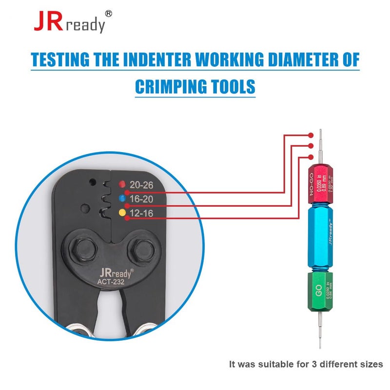 JRready ACT-232 Hand Tool(M22520/37-1 Equivalent) for Crimping M81824/1,6,7,8,9,10,11,13,14 Heat Shrink Butt Splices & Stamping-out Tool for Size 12# 16# 20# Environmental Splice+G411 Go-No Go - Image 5