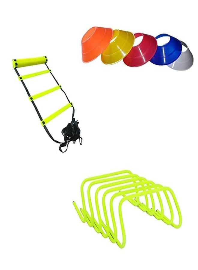 ROXAN Speed Adjustable Speed Ladder/Jumping Agility Hurdle 6 inch Set of 6/Saucer Marker Cone Set of 20 Agility Plastic Ladder for Track and Field Sports Training - Image 2