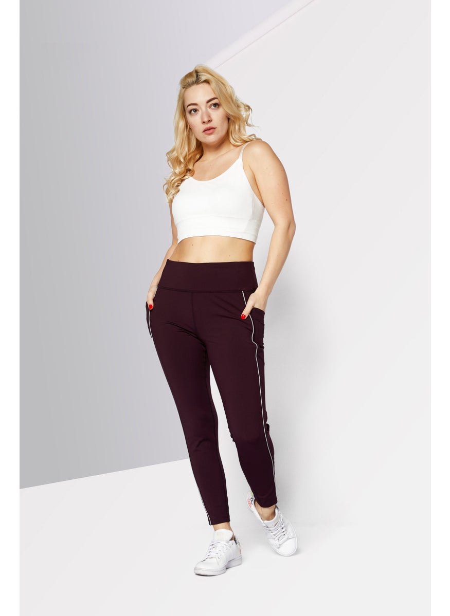 DKNY Sport Women Sportswear Fit Brand Logo Training Tights, Maroon  - Image 2