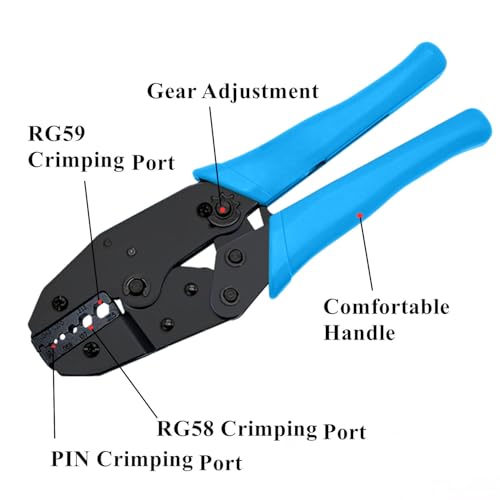 Gaobige Coaxial Cable Tool Kit - BNC Crimp tool for RG58, RG59, RG62, RG174, 20PCS BNC Male Crimp Connectors for RG58 and 10PCS Female to Female Connectors, Heat Shrink Tubing Cable Tester, Stripper - Image 3