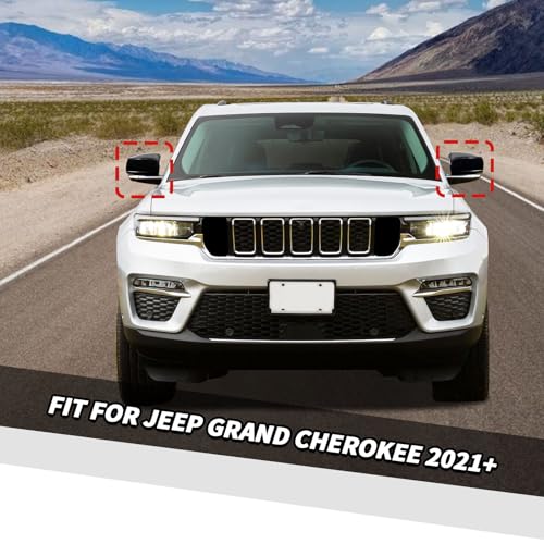 Jimen Fit for Jeep Grand Cherokee 2021-2024, 2PCS Side Door Mirror Caps Mirror Cover Trim (Black) - Image 2
