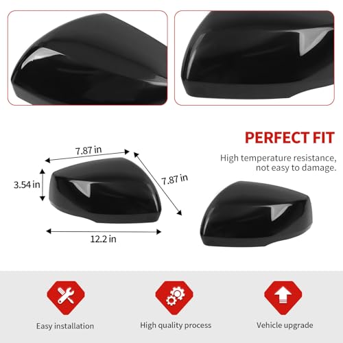 Jimen Fit for Jeep Grand Cherokee 2021-2024, 2PCS Side Door Mirror Caps Mirror Cover Trim (Black) - Image 3